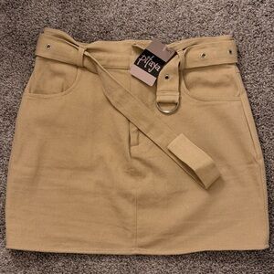 Pitaya Tan Mini Skirt with Belt